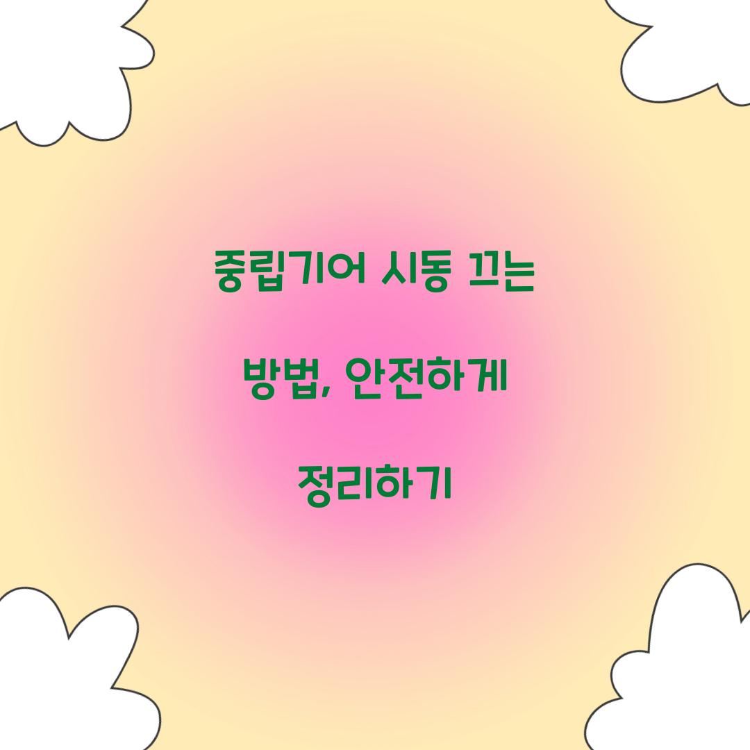 중립기어 시동 끄는 방법