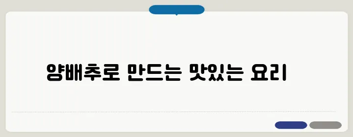양배추요리 한 번에 이해할 수 있도록 설명