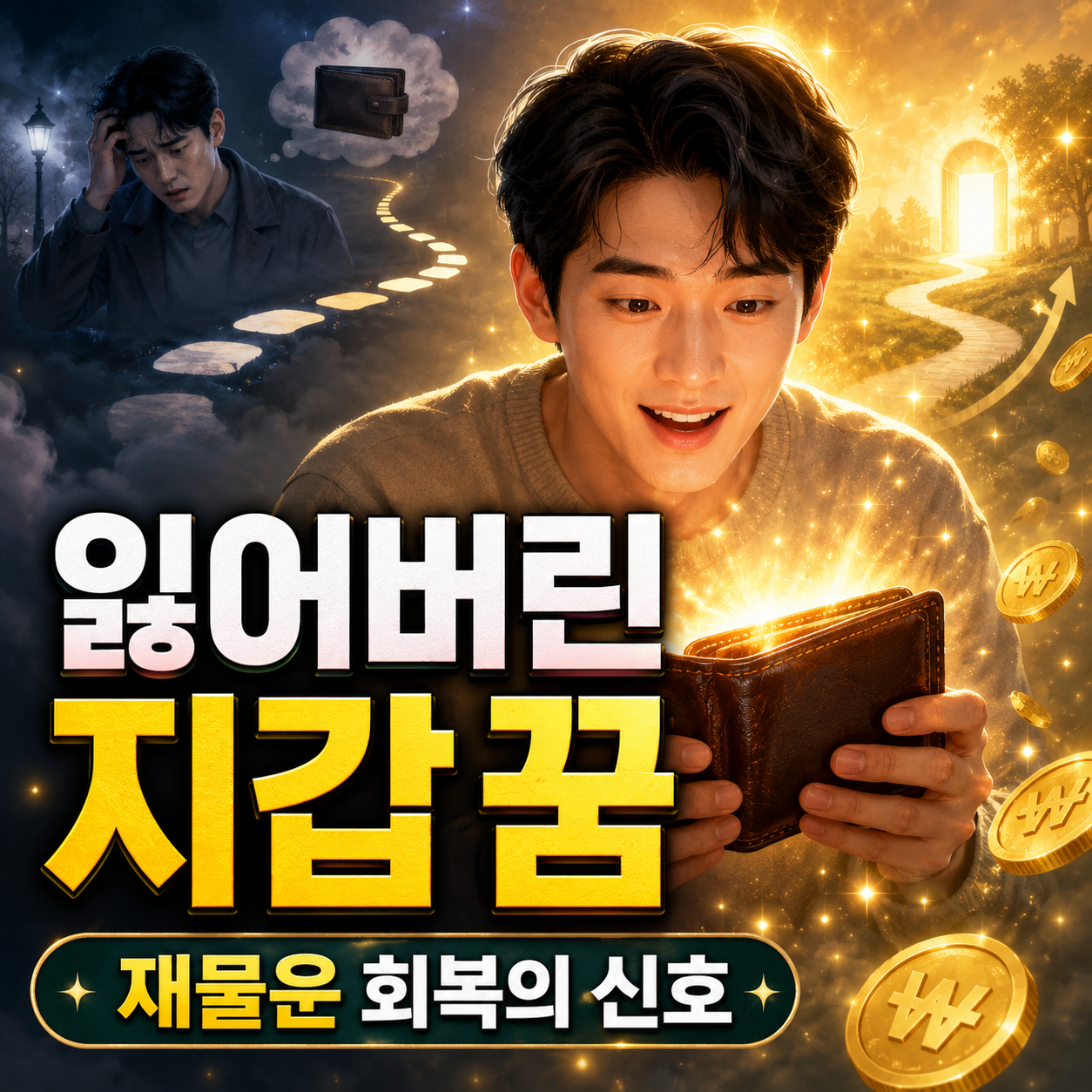 잃어버린 지갑을 다시 찾고 재물운 회복을 상징하는 꿈 해몽 이미지