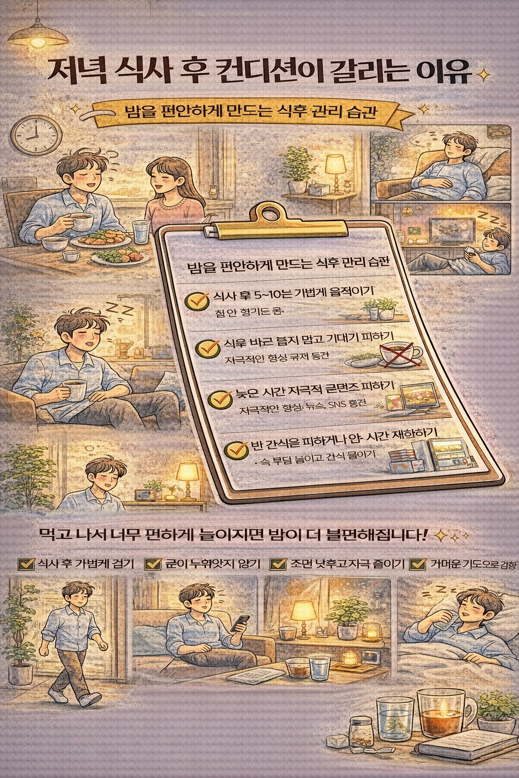 저녁 식사 후 컨디션이 갈리는 이유, 밤을 편안하게 만드는 식후 관리 습관