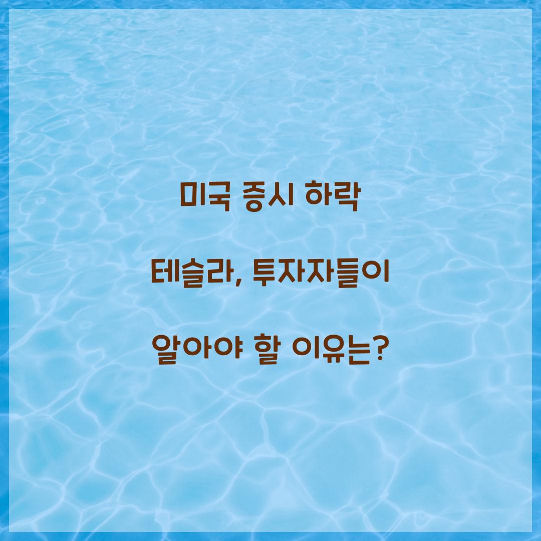 미국 증시 하락 테슬라