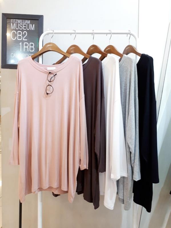 가을 여성 실키 찰랑 빅싸이즈 루즈핏 오버핏 얇은 레이온 레이어드 롱 박스티