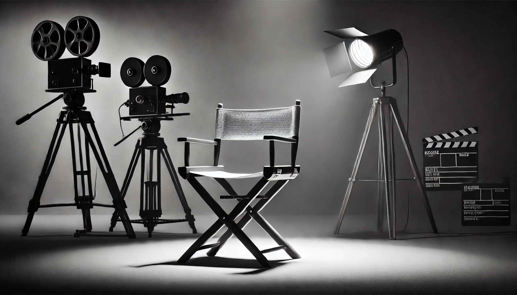 Director's chair and cameras in a shooting site