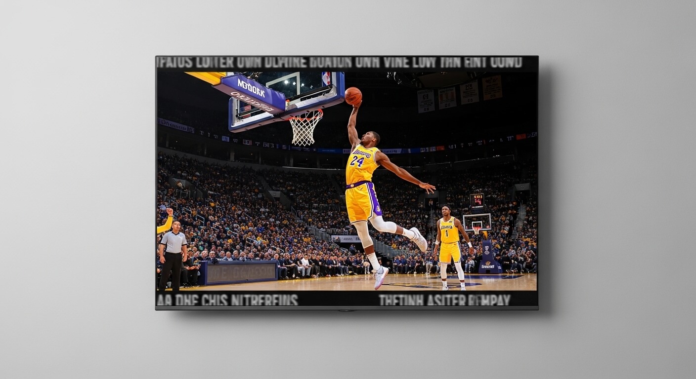 대형 TV 화면으로 농구 경기를 시청하는 모습