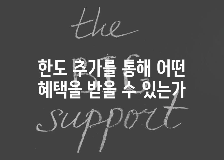 한도 추가를 통해 어떤 혜택을 받을 수 있는가