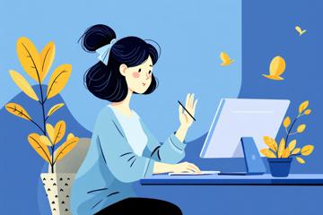 에너지 바우처 온라인으로 신청하는 여성