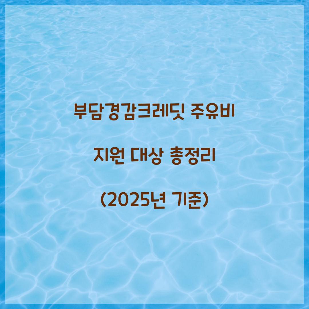 부담경감크레딧 주유비 지원 대상 총정리 (2025년 기준)