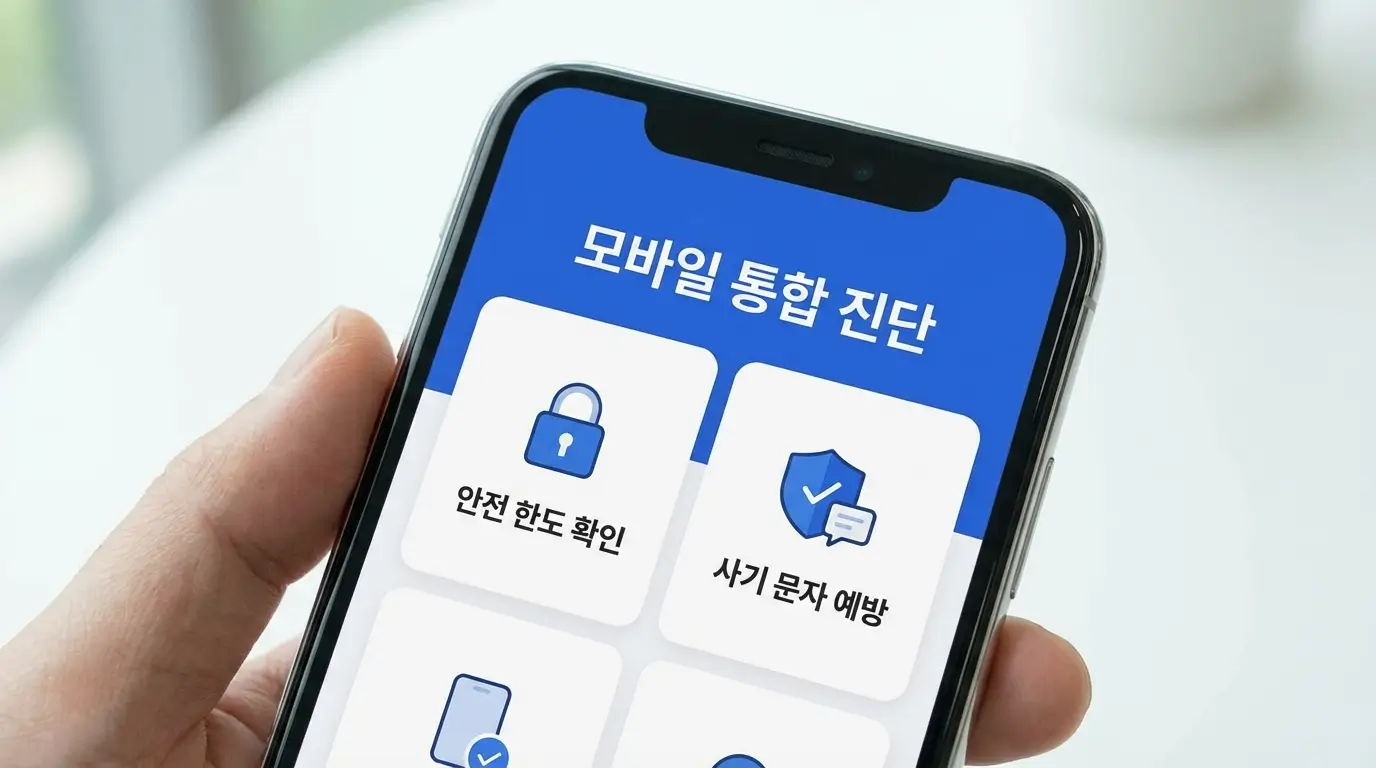 모바일 통합 진단 앱 안전 한도 확인 및 사기 문자 예방