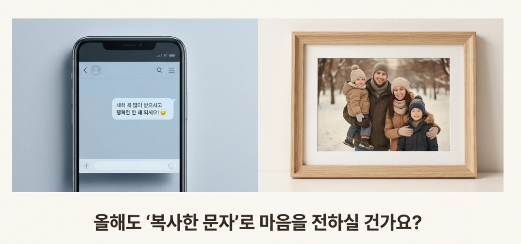 겨울 코트를 입고 어색하게 웃고 있던 우리 가족의 모습