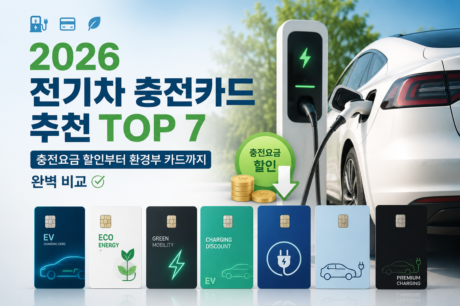 ⚡ 2026 전기차 충전카드 추천 TOP 7|충전요금 할인부터 환경부 카드까지 완벽 비교