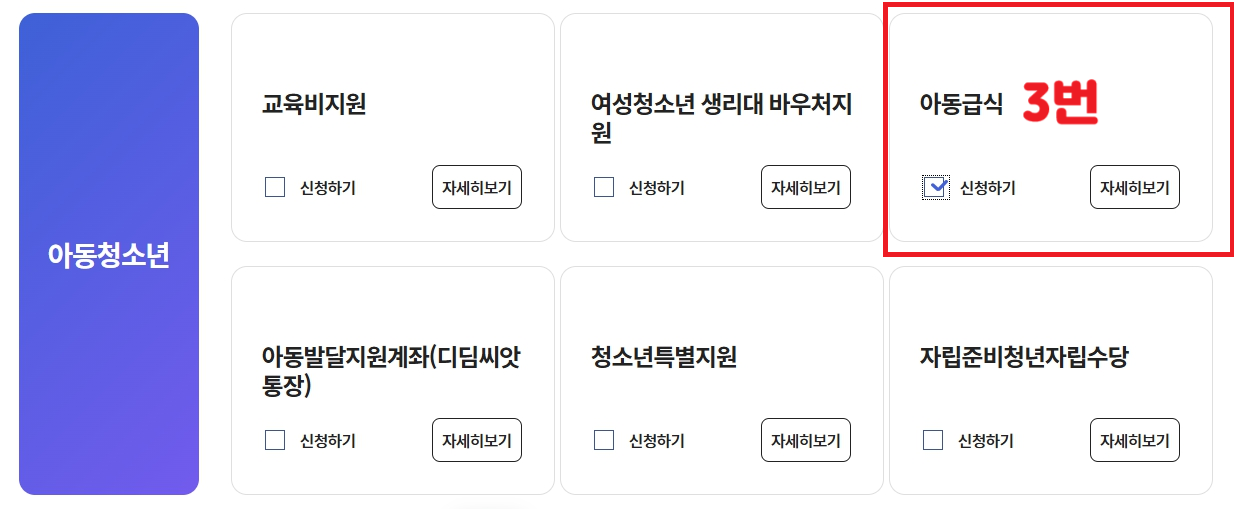 아동급식카드 신청 방법