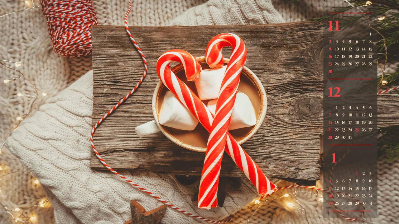 04 크리스마스 지팡이 사탕 B - 2025년12월 달력배경화면