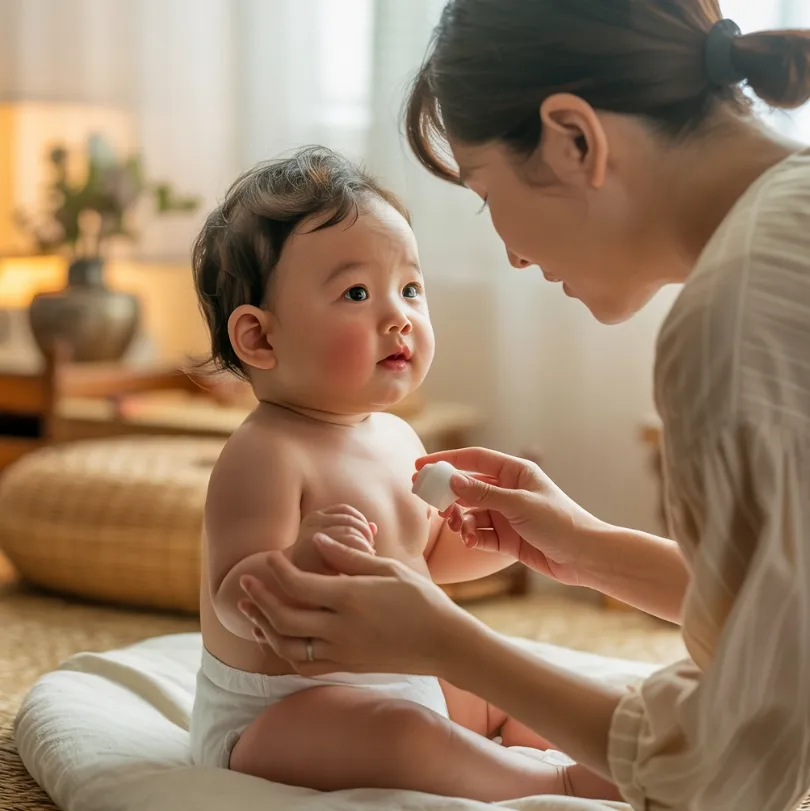 아토피 로션을 바르고 있는 이미지