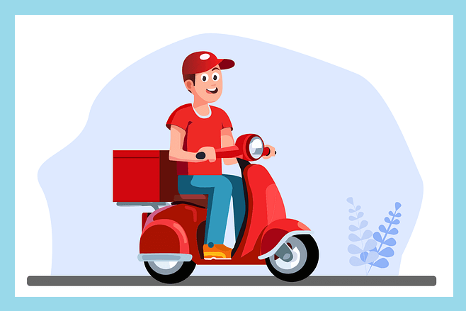 오토바이-배달하는-사람-일러스트