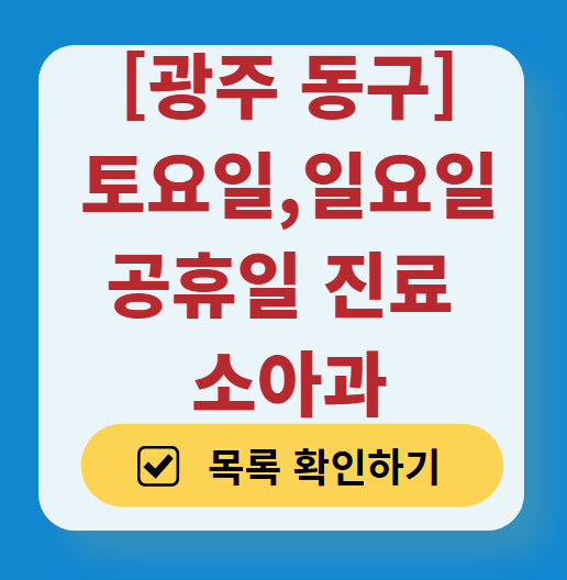 광주 동구 일요일 진료 소아과 추천 목록 ❘ 토요일 주말 공휴일 야간 문 여는 소아청소년과