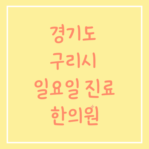 경기도 구리시 일요일 진료 한의원