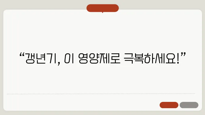 갱년기에 좋은 영양제