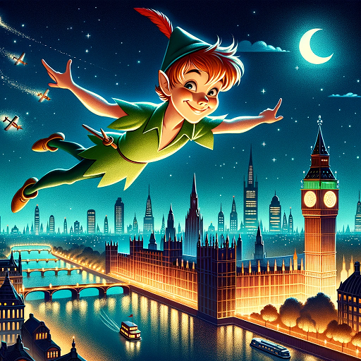 런던 위를 날아가는 피터팬