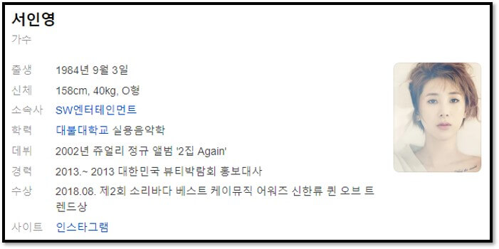 서인영 프로필