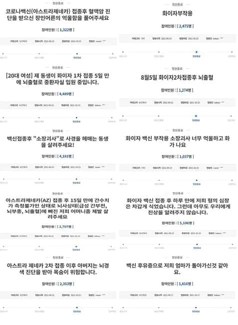 코로나 백신 부작용 청와대 청원