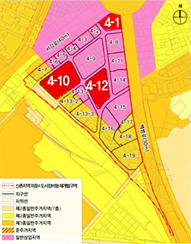 마포 4-1, 4-10, 4-12 지구 위치