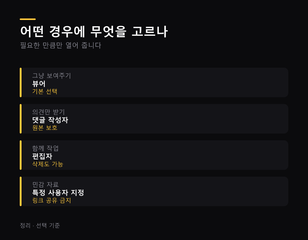 어떤 경우에 무엇을 고르나