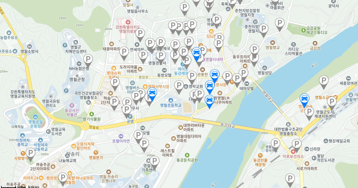 영월 주차장 위치 지도