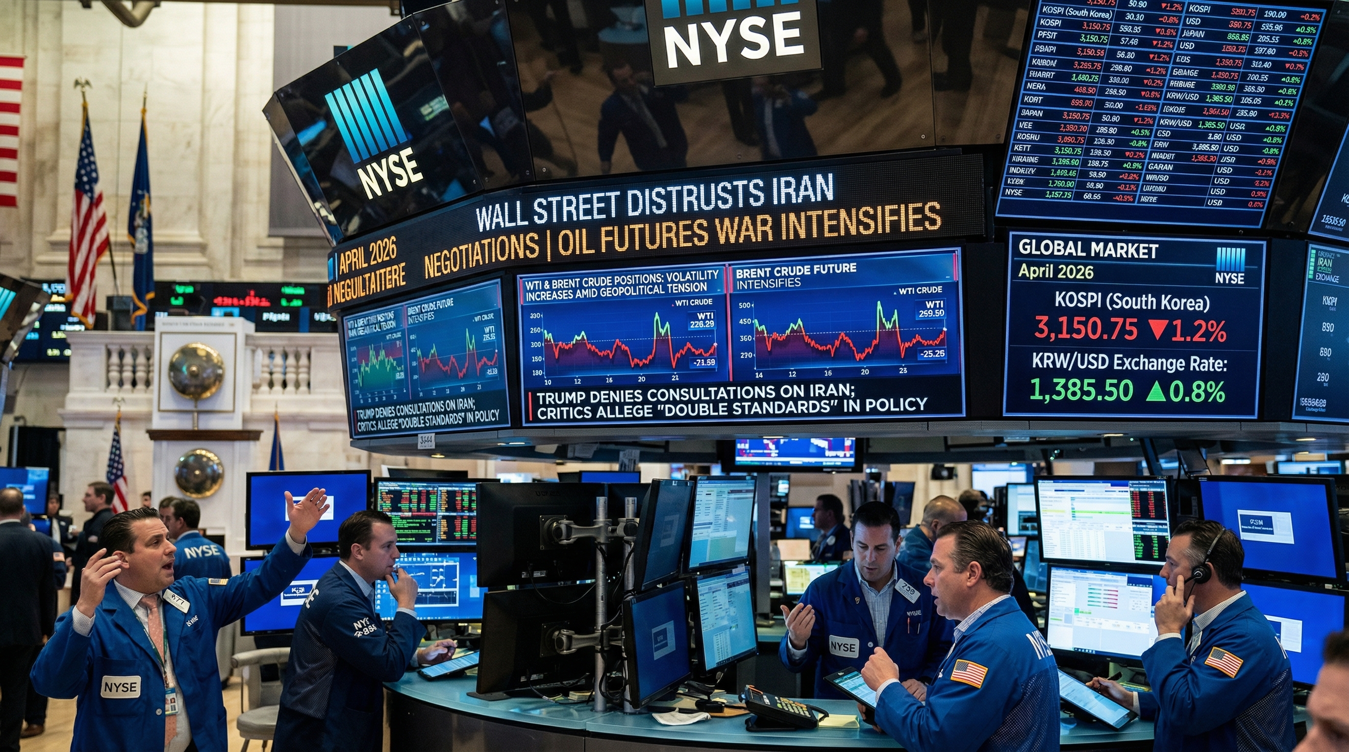 월가 이란 협상 불신 유가 선물 전쟁 장기화 반영 WTI 브렌트유 포지션 이란 협의 부인 트럼프 이중 발언 4월 2026 코스피 원달러