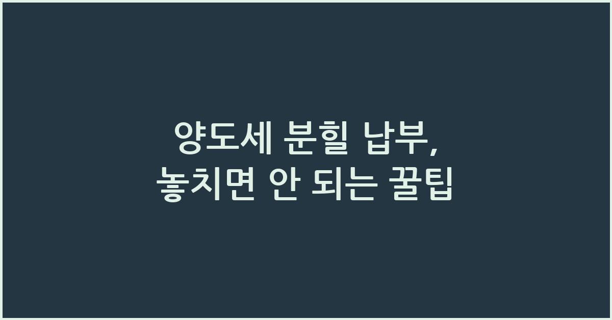 양도세 분힐 납부