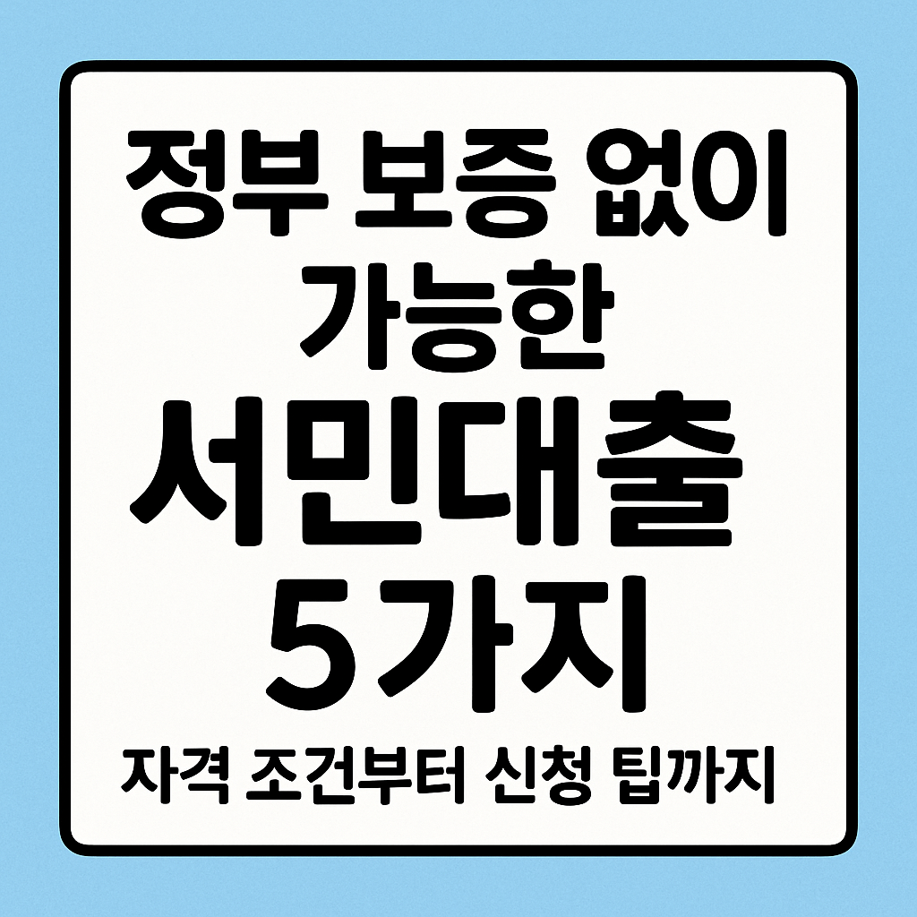 정부 보증 없이 가능한 서민대출 5가지