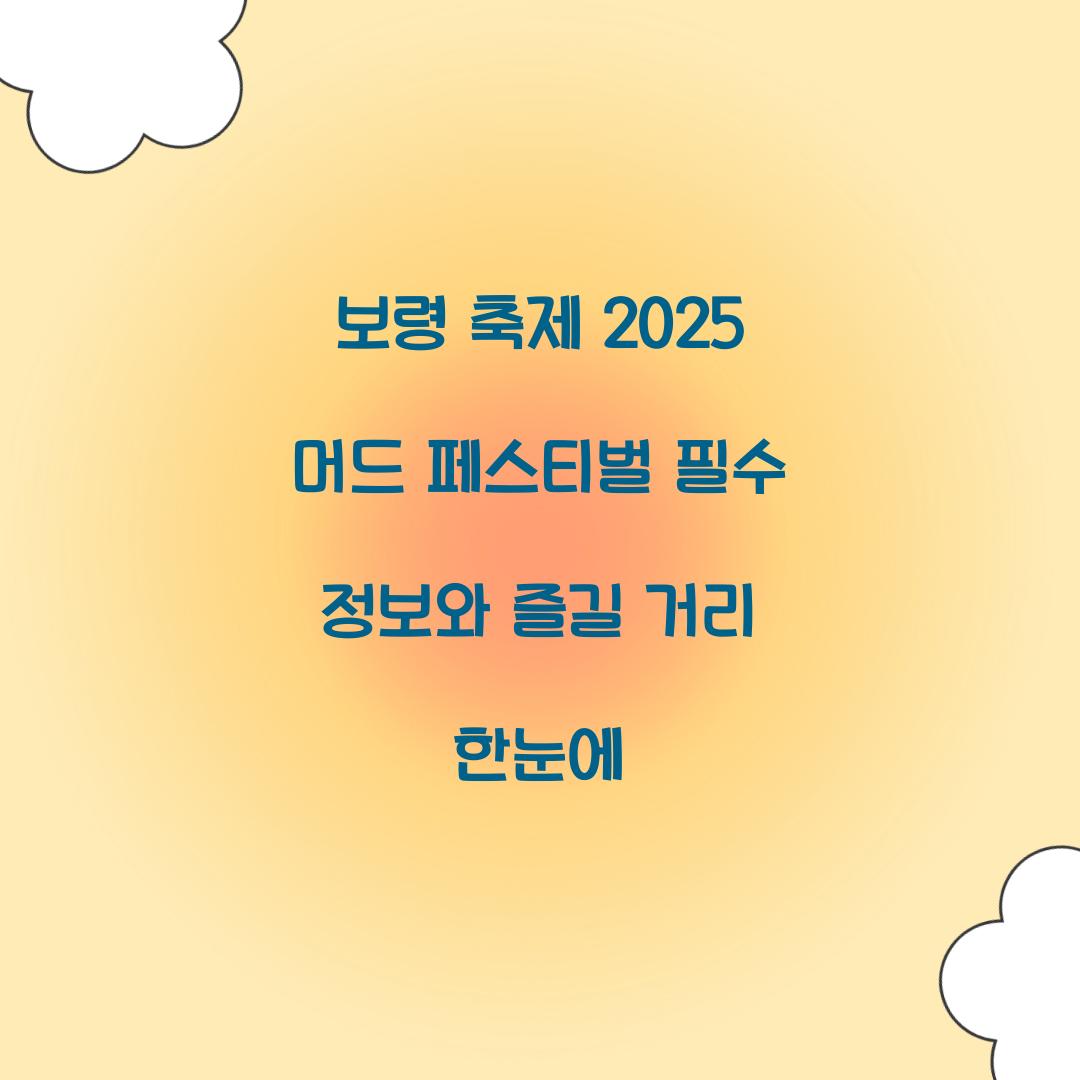 보령 축제 2025 머드 페스티벌