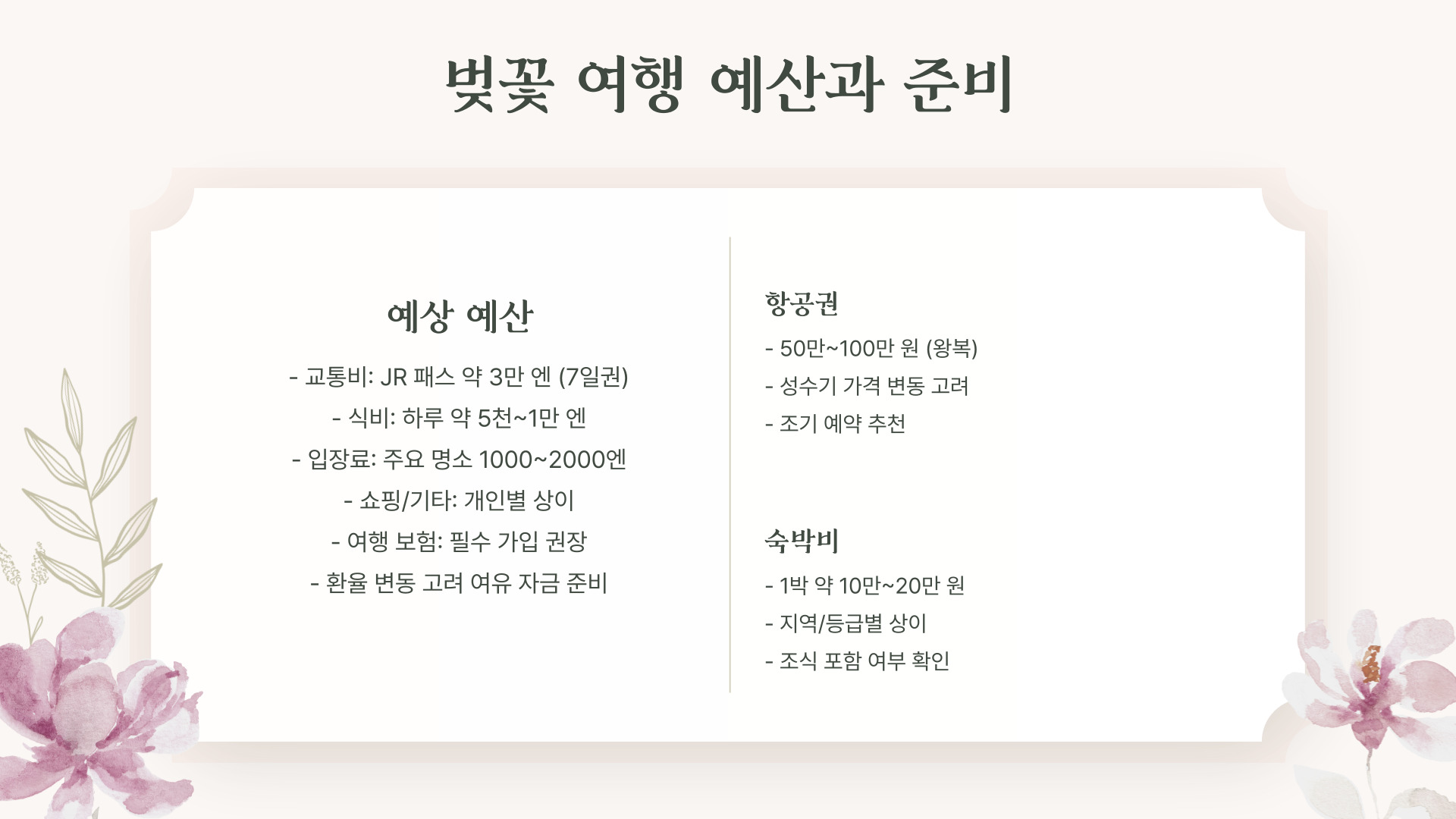 2025 일본 벚꽃 개화 시기와 명소 추천