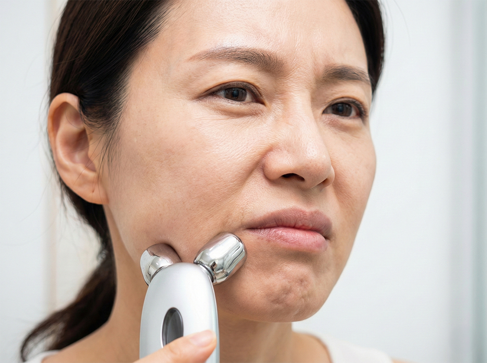 EMS 뷰티 디바이스 효과, 얼굴 근육 운동 기기, 붓기 완화 홈케어, 페이스 라인 정리