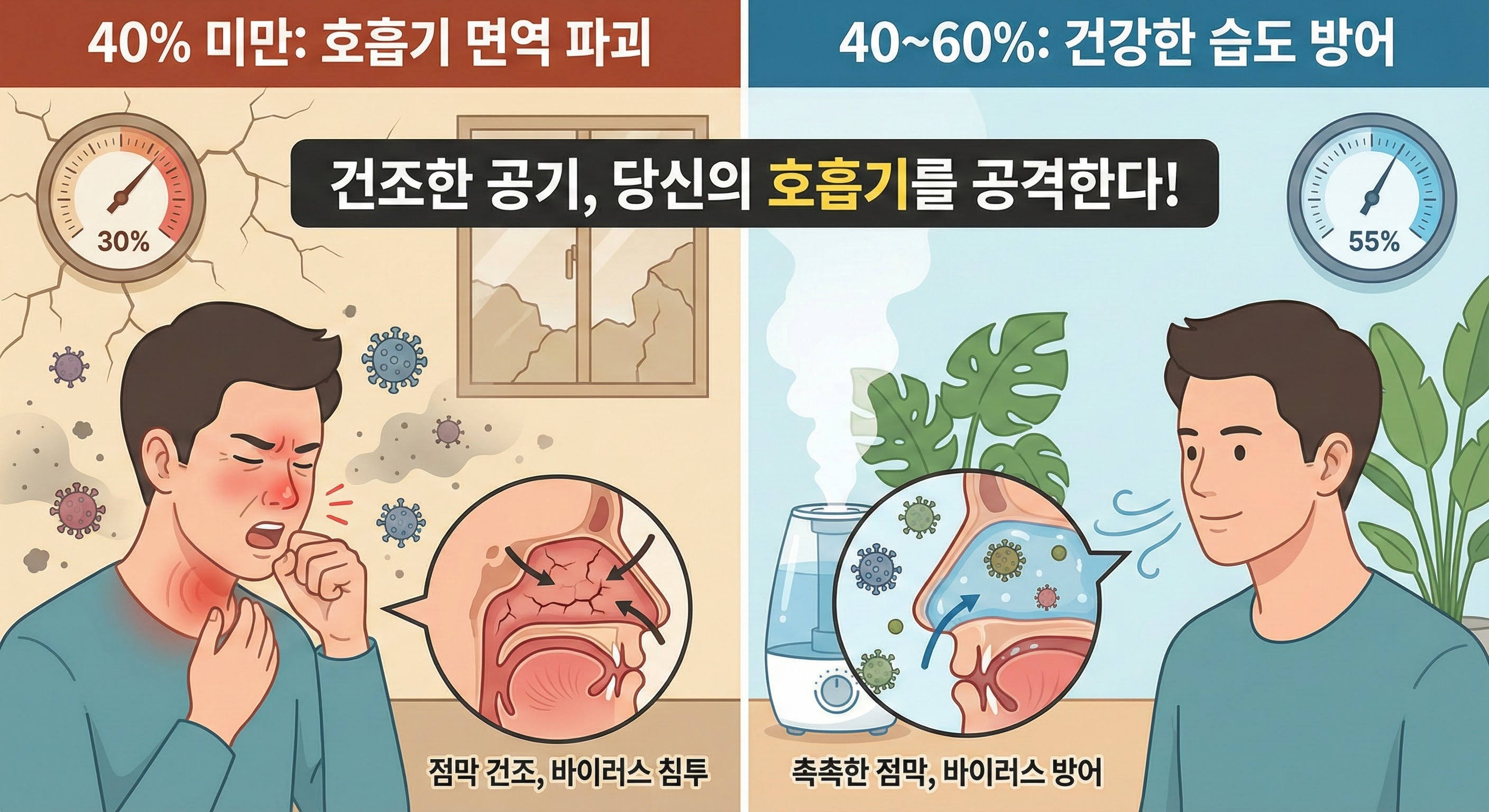 건조한 공기가 호흡기 면역 체계를 파괴하는 과정