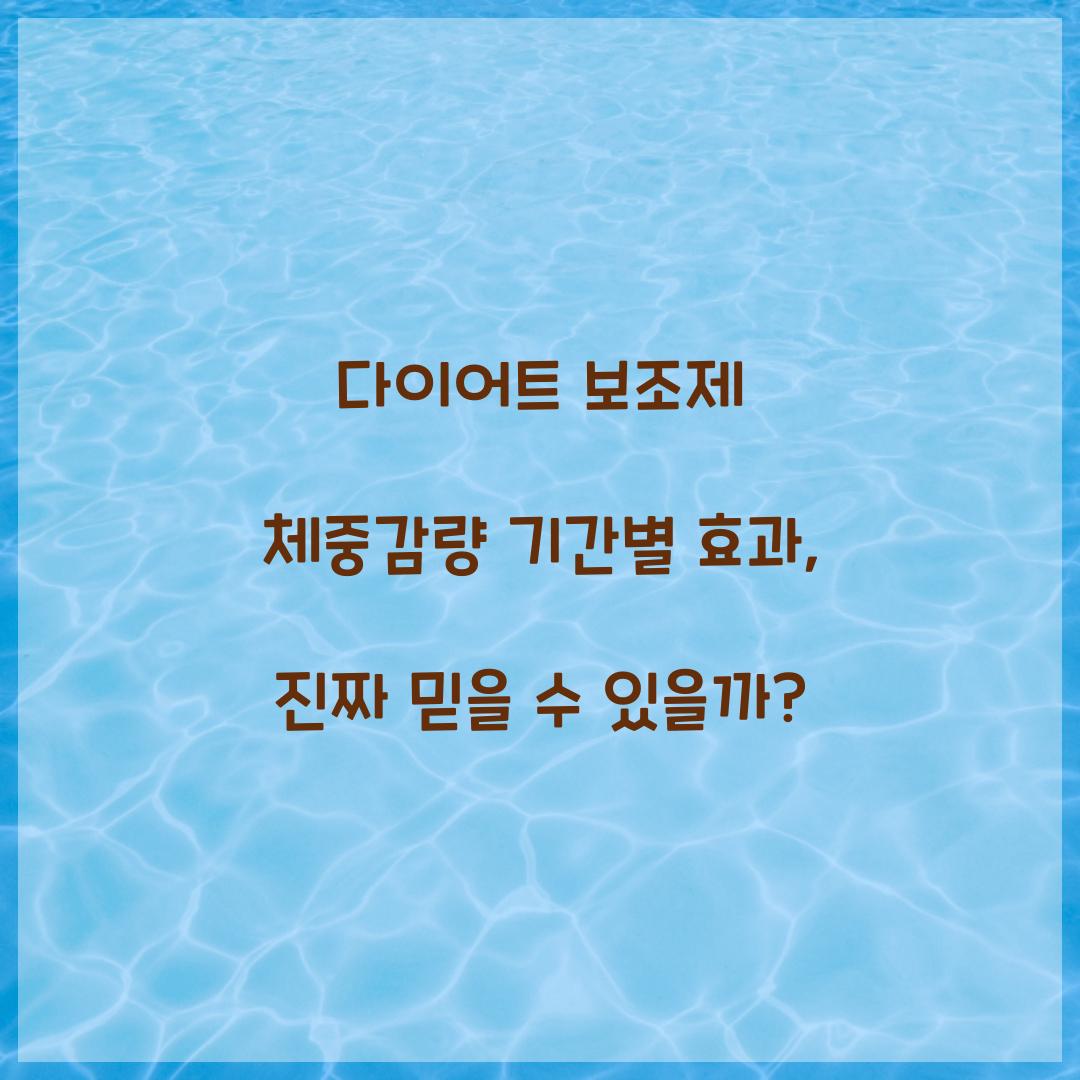 다이어트 보조제 체중감량 기간별 효과