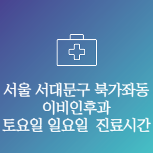 서울 서대문구 북가좌동 이비인후과 주말 토요일 일요일 문여는 병원 진료시간