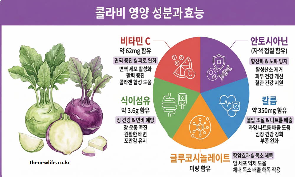 콜라비 효능의 핵심 영양 성분 안내 이미지