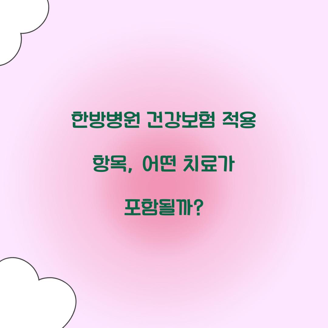 한방병원 건강보험 적용 항목