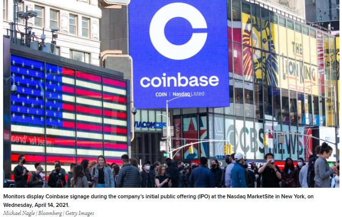 코인베이스 주가, 비트코인 이더리움 등 암호화폐 반등으로 9% 급등 Coinbase pops 9% as cryptocurrencies like bitcoin and ether rally