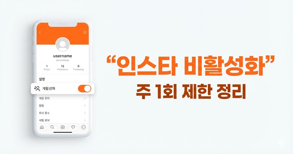 인스타 계정 비활성화 방법(계정센터) + 주 1회 제한/해제 팁 (2026 최신)