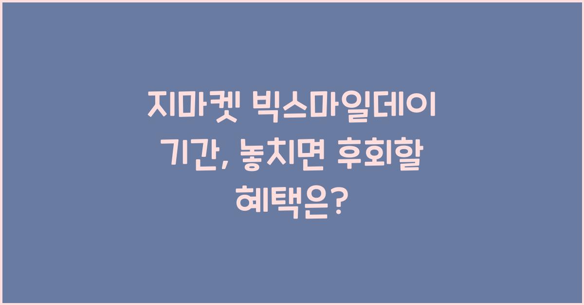 지마켓 빅스마일데이 기간