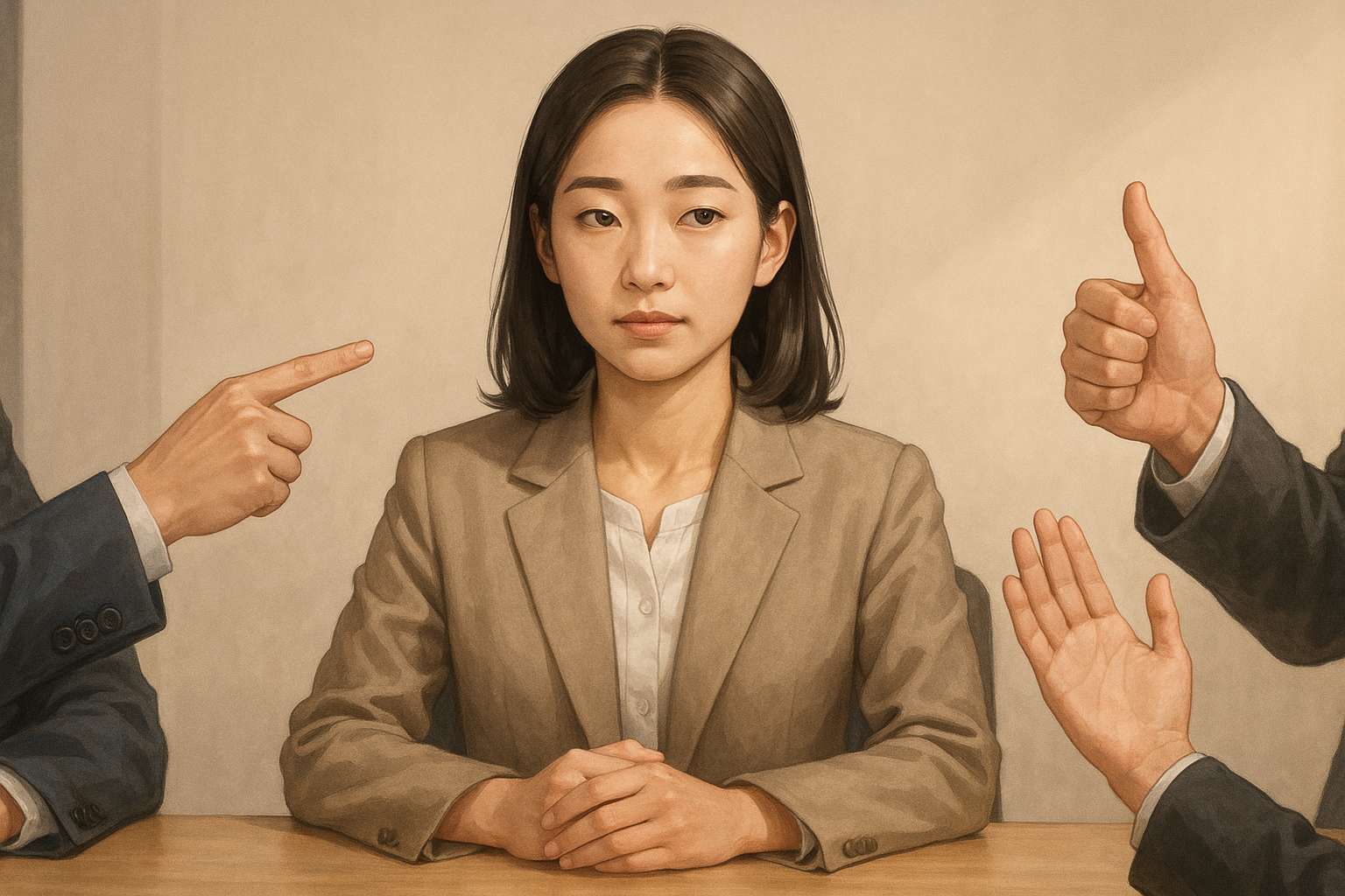 자신의 선을 지킬 줄 아는 사람을 묘사, 직장인 여성 일러스트