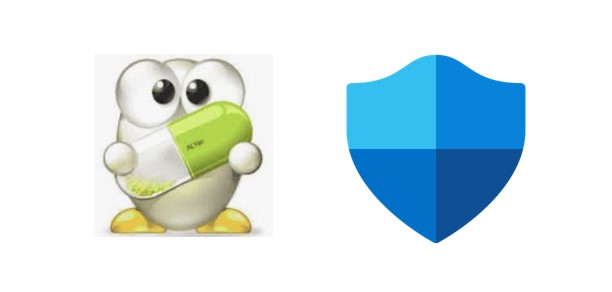 알약백신과 원도우즈 디펜더 백신 로고