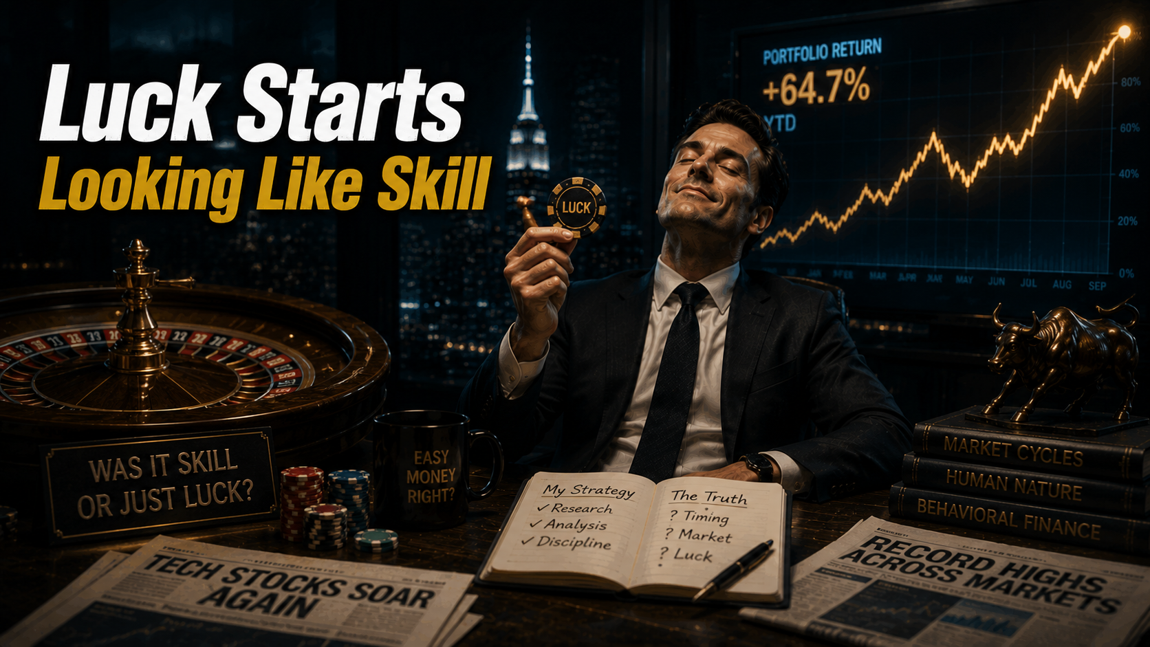 Investor confusing luck with skill as rising portfolio gains reinforce Overconfidence Bias.