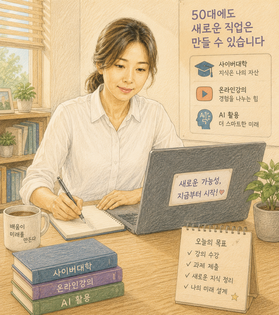 50대에도 새로운 직업은 만들 수 있습니다(사이버대학,온라인강의,AI활용)