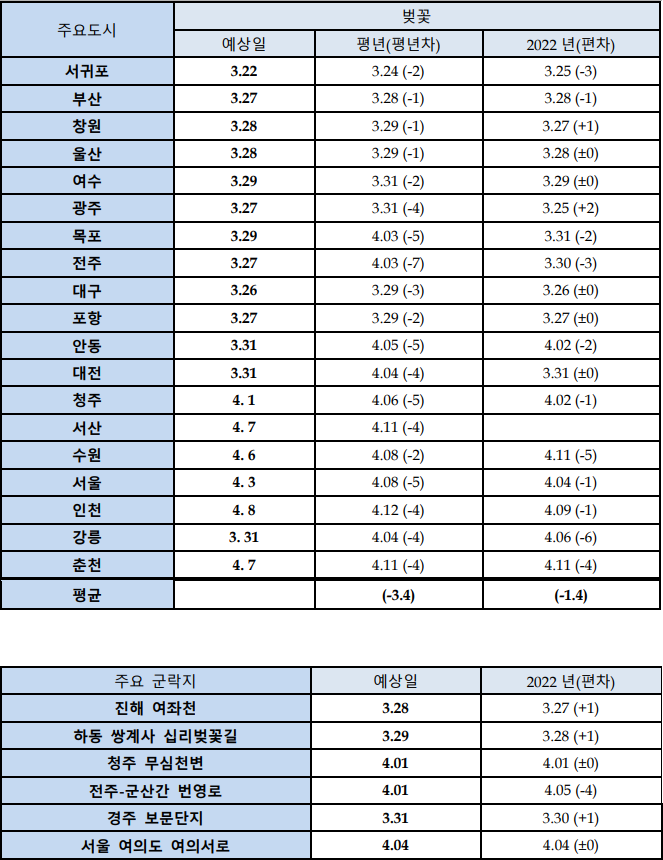 벚꽃 피는 시기