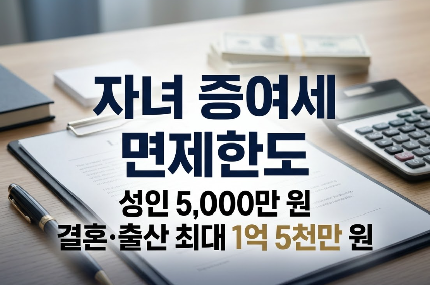 자녀 증여세 면제한도 및 결혼 출산 공제 기준