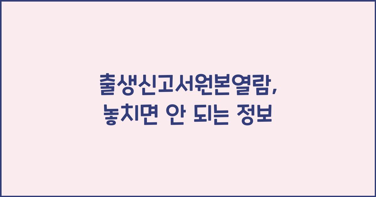출생신고서원본열람