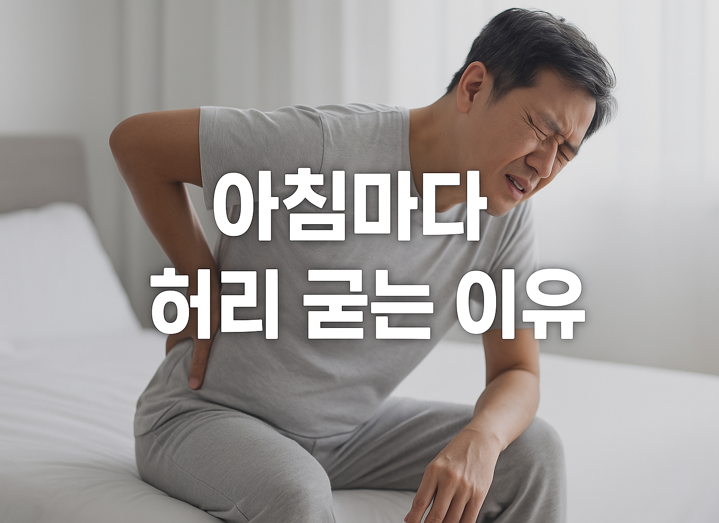 아침마다 허리가 굳는 이유를 설명하는 건강 썸네일 이미지