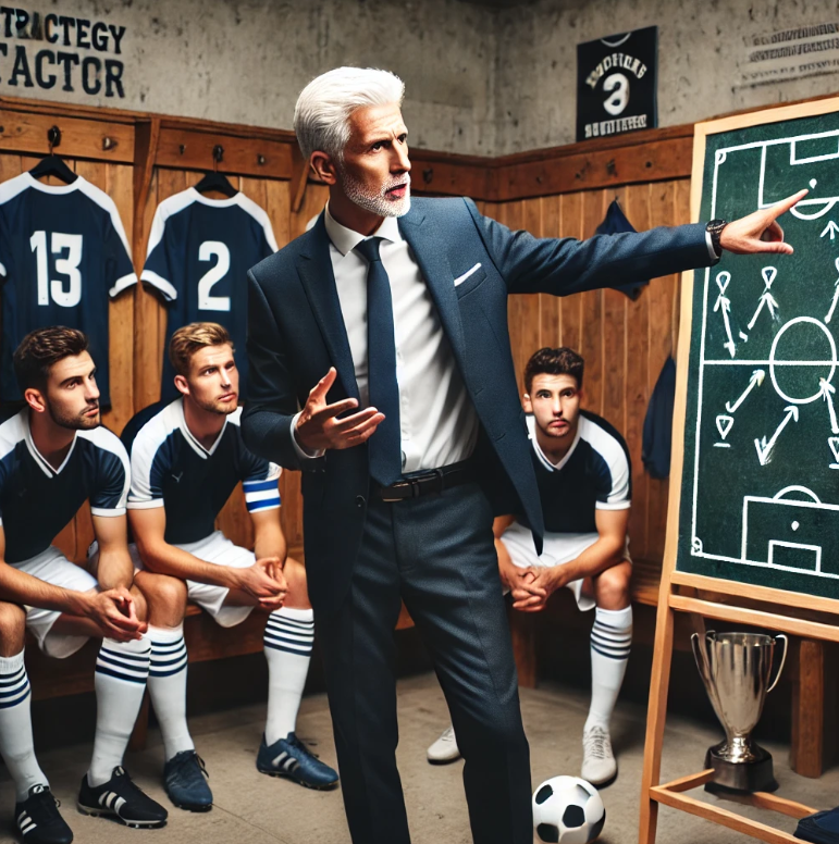 선수들에게 라카룸에서 전술을 설명하는 감독관련 이미지